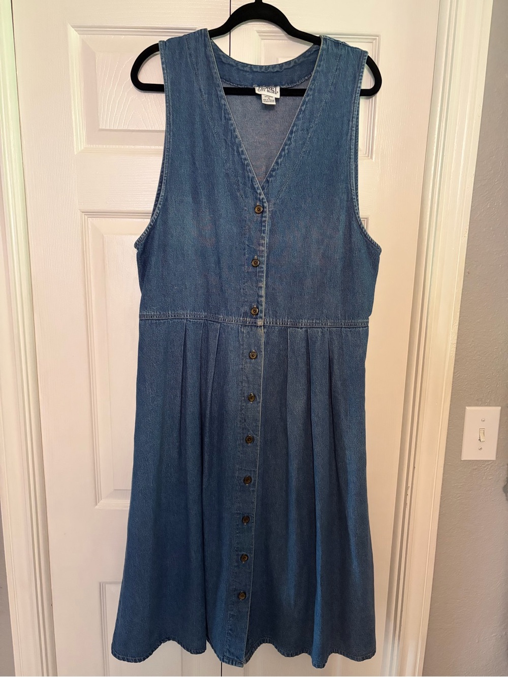 Koret Blue Denim Button-Front Midi Dress